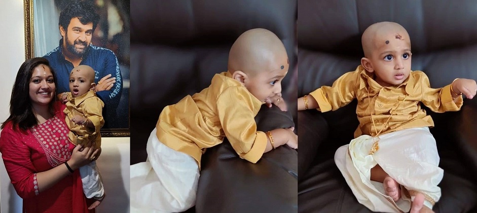Meghnaraj Sarja uploaded a photo of him tagging his son Rayan Raj Sarja as an egg boss