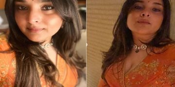 Actress Ramya The beauty queen Ramya looked very cute in orange color saree