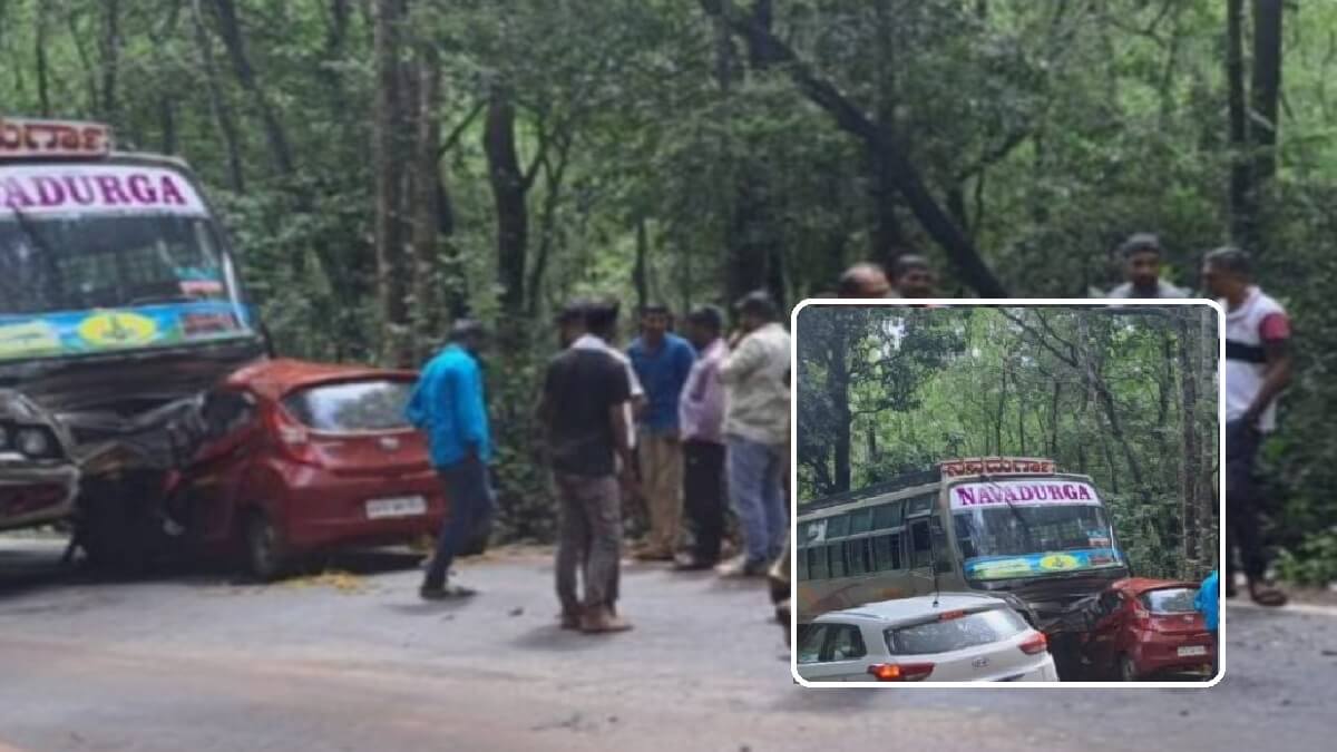 Hebri Someshwara Accident Car Private Bus Accident 2 teacher death 2 serious