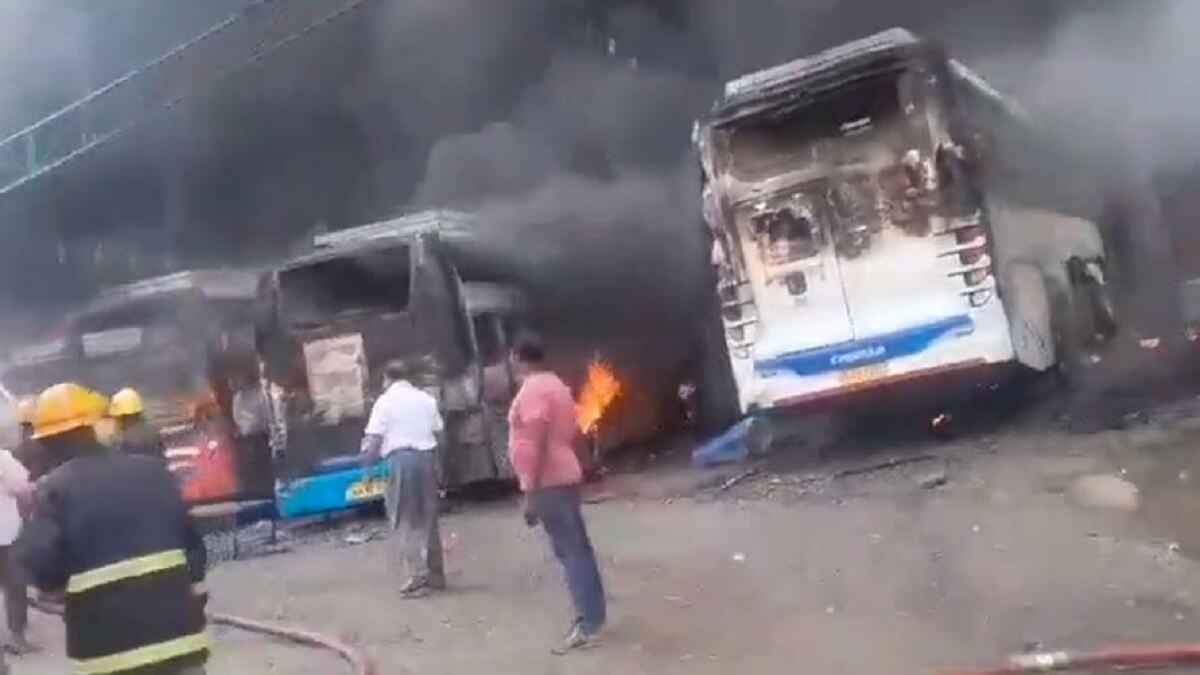 Massive fire breaks in Bengaluru bus depot over 30 buses burn