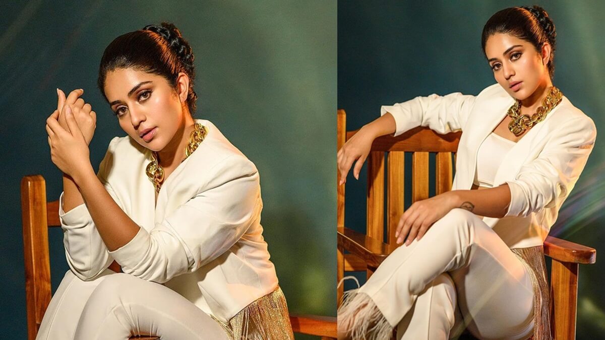 Kaiva Actress Megha Shetty pose White Dress Anu Sirimane Special Photo Shoot
