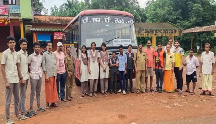 Udupi News Victory for ABVP Protest New KSRTC bus from Ajri to Kundapura
