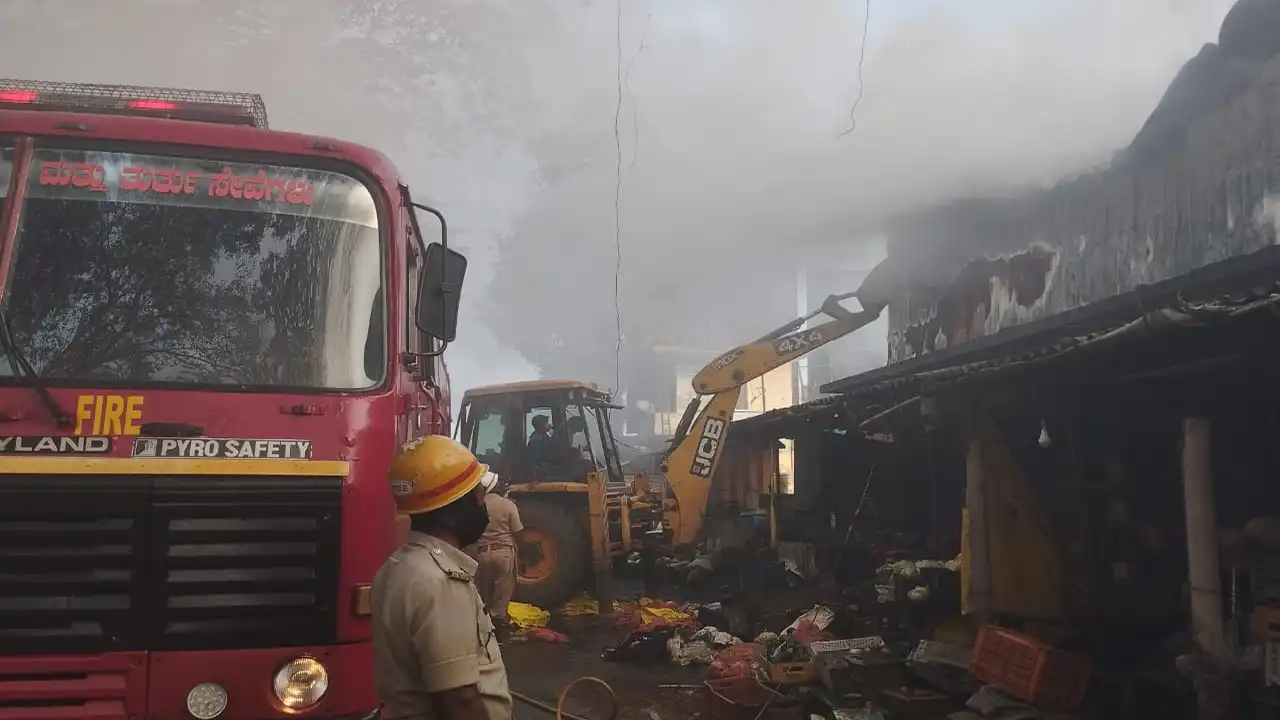 Accident in koteshwara Fire at SLRM unit loss of lakhs of rupees  