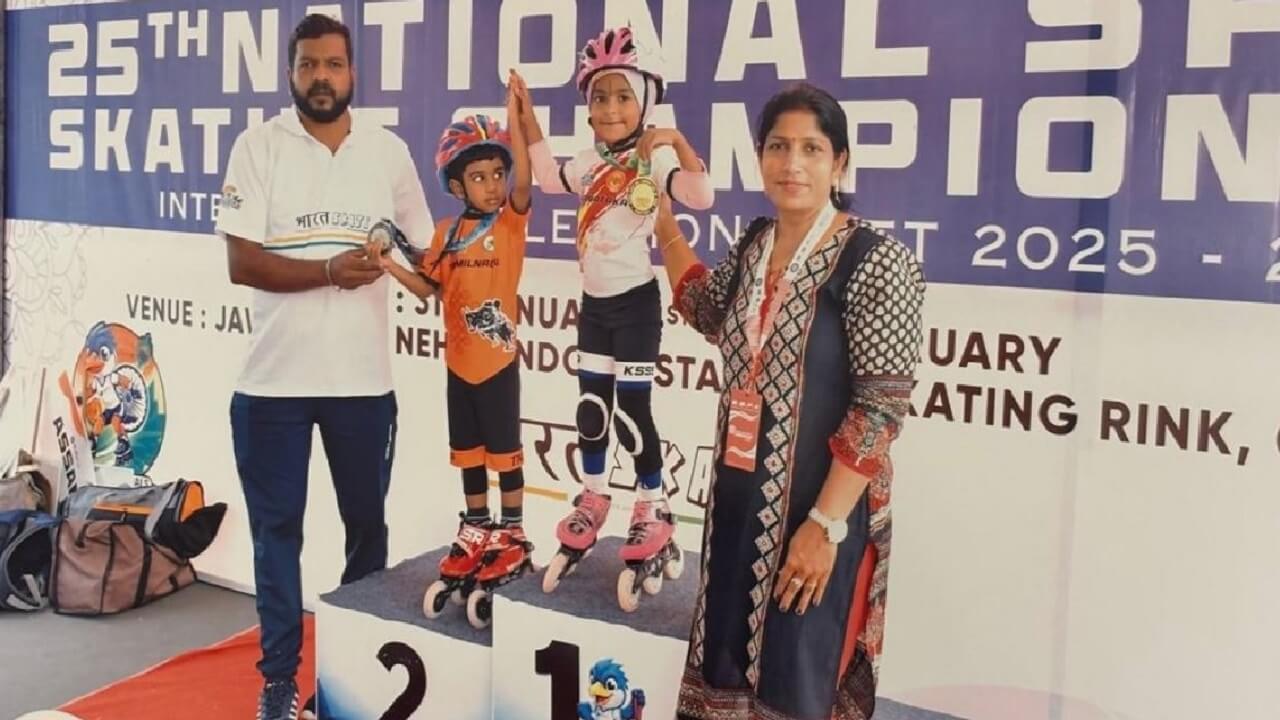 National Speed Skating Championship Advit Guruprasad Shettigar from Brahmavar Wins Gold Medal 2