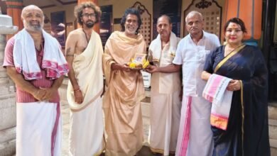 Real Star Upendra and his family visited and sought the blessings of their family deity Shri Guru Narasimha in Saligrama