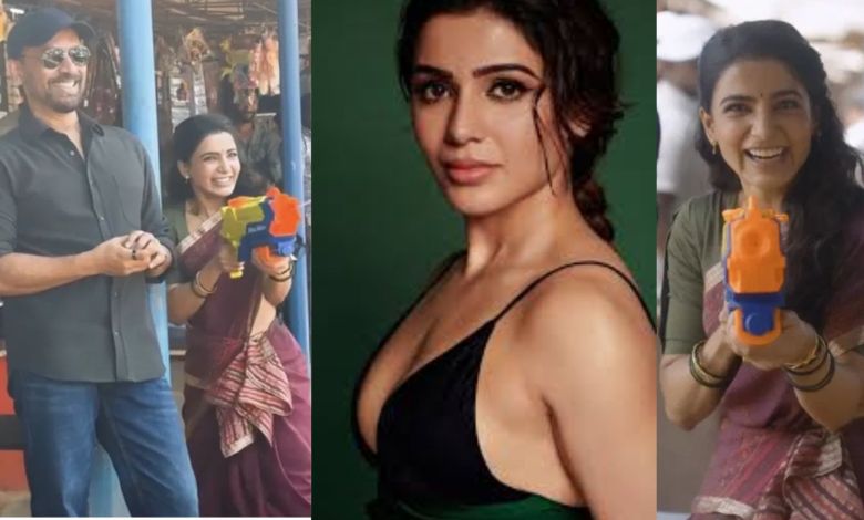 actress Samantha Ruth Prabhu in Shivamoggas Hosanagara celebrating Holi with her husband