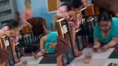 Headmistress gets massage from students