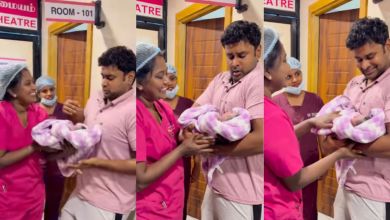 first expression holding new infant video viral