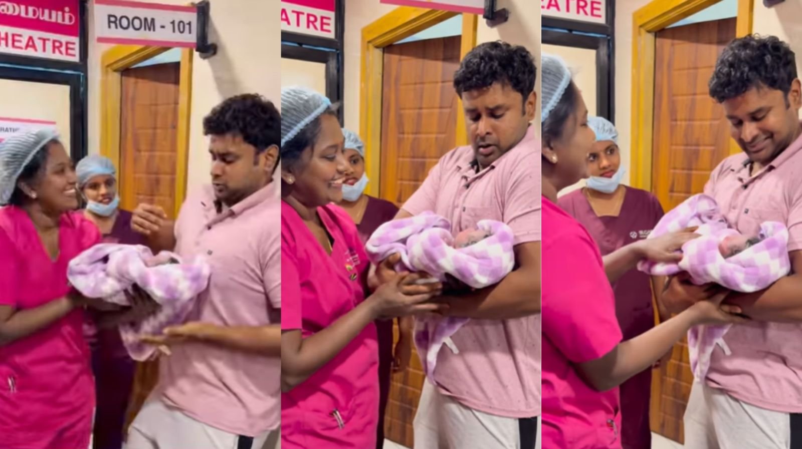 first expression holding new infant video viral
