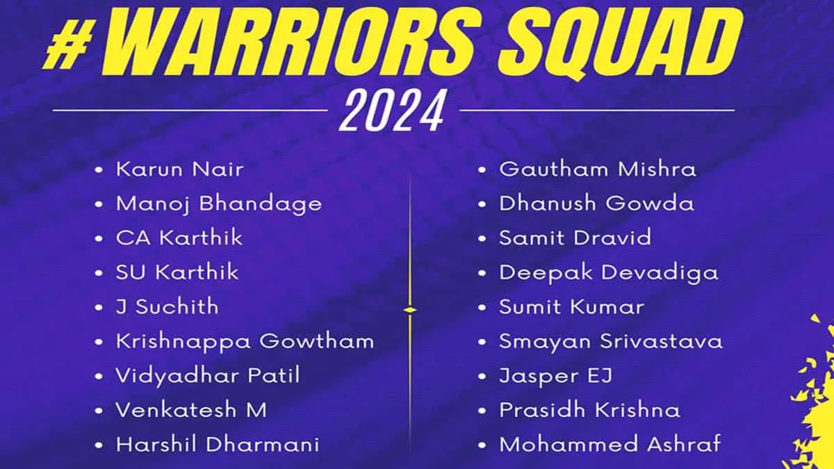 Maharaja Trophy T20 mysore warriors Team